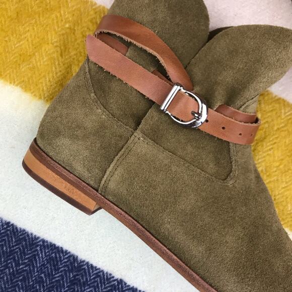 Jeffrey Campbell x Free People Suede Wrap Ankle Boot Olive Green - Picture 4 of 6